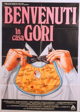 a poster with a person holding a bib