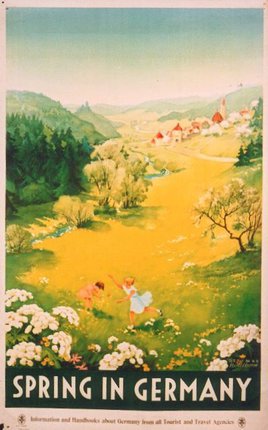 a poster of a girl running in a field
