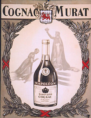 a bottle of cognac on a poster
