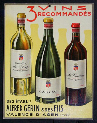 a poster of bottles of wine