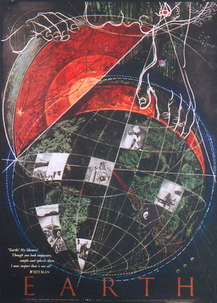 a poster with a map of the earth