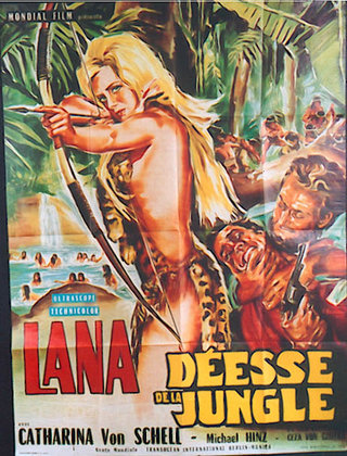 a movie poster of a woman shooting a bow and arrows