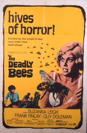 a movie poster with a woman holding a bee