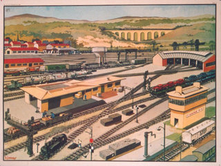 a model train station with many trains
