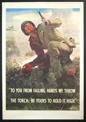 a poster of a soldier fighting with a gun