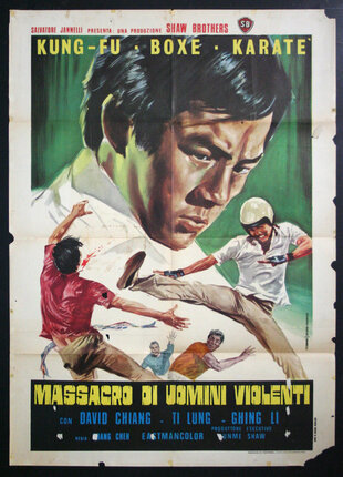 a movie poster of a man kicking another man