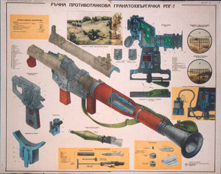 a poster with a diagram of a rocket launcher