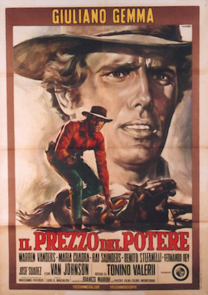 a movie poster of a man riding a horse