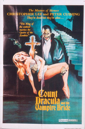 a poster of a vampire and a woman holding a cross