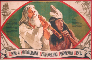 a poster of a man and a man with a telescope