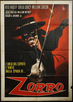 a movie poster of a man with a mask and a sword