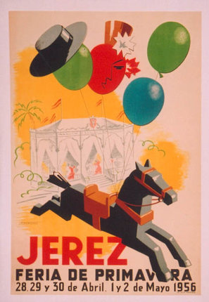 a poster of a horse and balloons