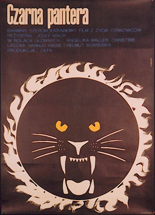 a poster with a lion face