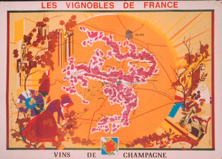 a map of france with a sun and trees