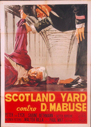 a poster of a man holding a woman's leg