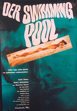 a movie poster with a man lying on the water