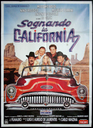 a movie poster with a group of people in a convertible