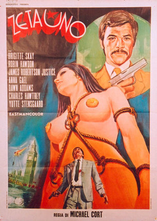 a movie poster of a man and woman tied to a gun