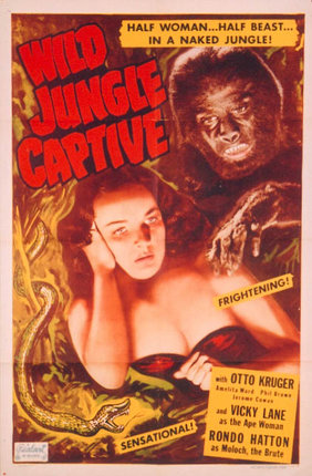 a movie poster with a woman and a gorilla