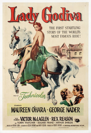 movie poster with a nude woman with long hair riding a white horse
