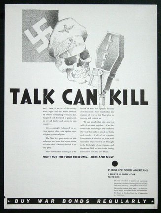 a poster of a soldier with a skull and a microphone