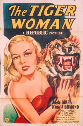 a movie poster of a woman and a tiger