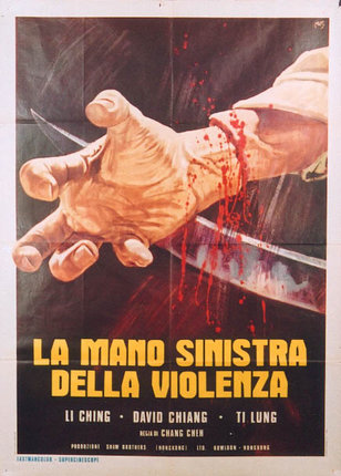 a poster of a hand with a knife