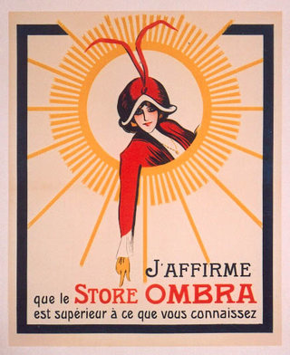 a poster with a woman in a red hat