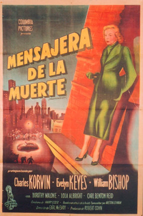 a poster of a woman standing on a ledge