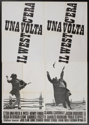 a poster with a man kicking a man