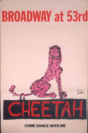 a poster with a woman in a cheetah garment