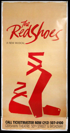 a poster with red text