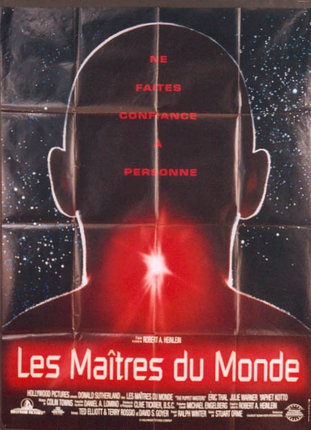 a poster of a man's back with red light