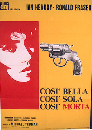 a poster with a gun and a woman's face