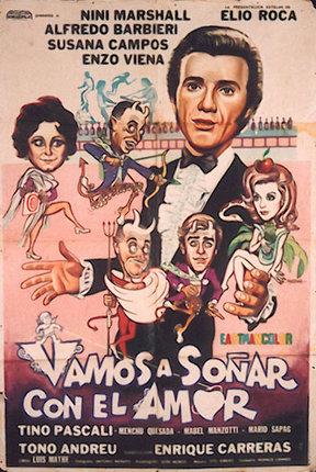 a poster of a man holding a group of people