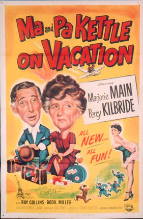 a movie poster with a couple of people on a suitcase