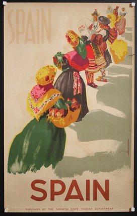 a poster of women in traditional clothes