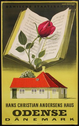 a book and rose over a house