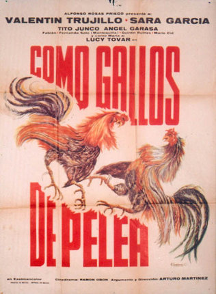 a poster with two roosters
