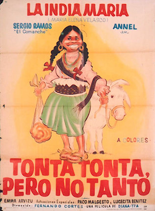 a poster of a woman holding a donkey