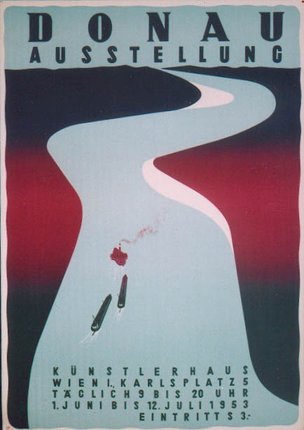 a poster of a train going down a road