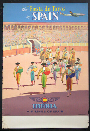 a poster of a bullfighting arena