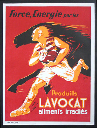 a poster of a man running with a horse