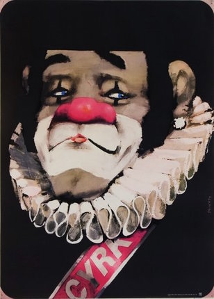 a clown with a ruffled collar