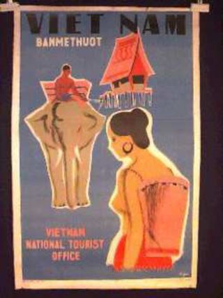 a poster with a woman and a man on top of an elephant