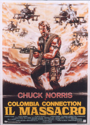 a poster of a man holding guns