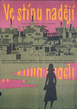 a poster with a silhouette of a woman walking