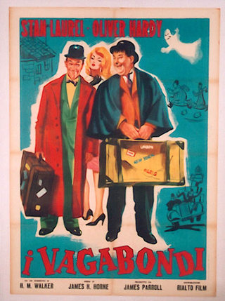 a poster of a man and woman with luggage