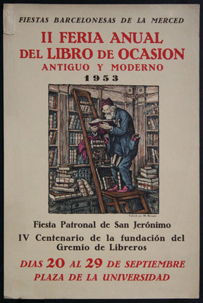 a poster with a man reading a book