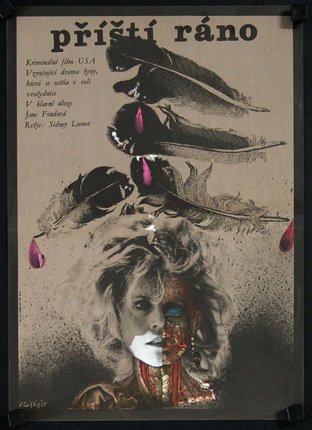 a poster with a woman's face and feathers